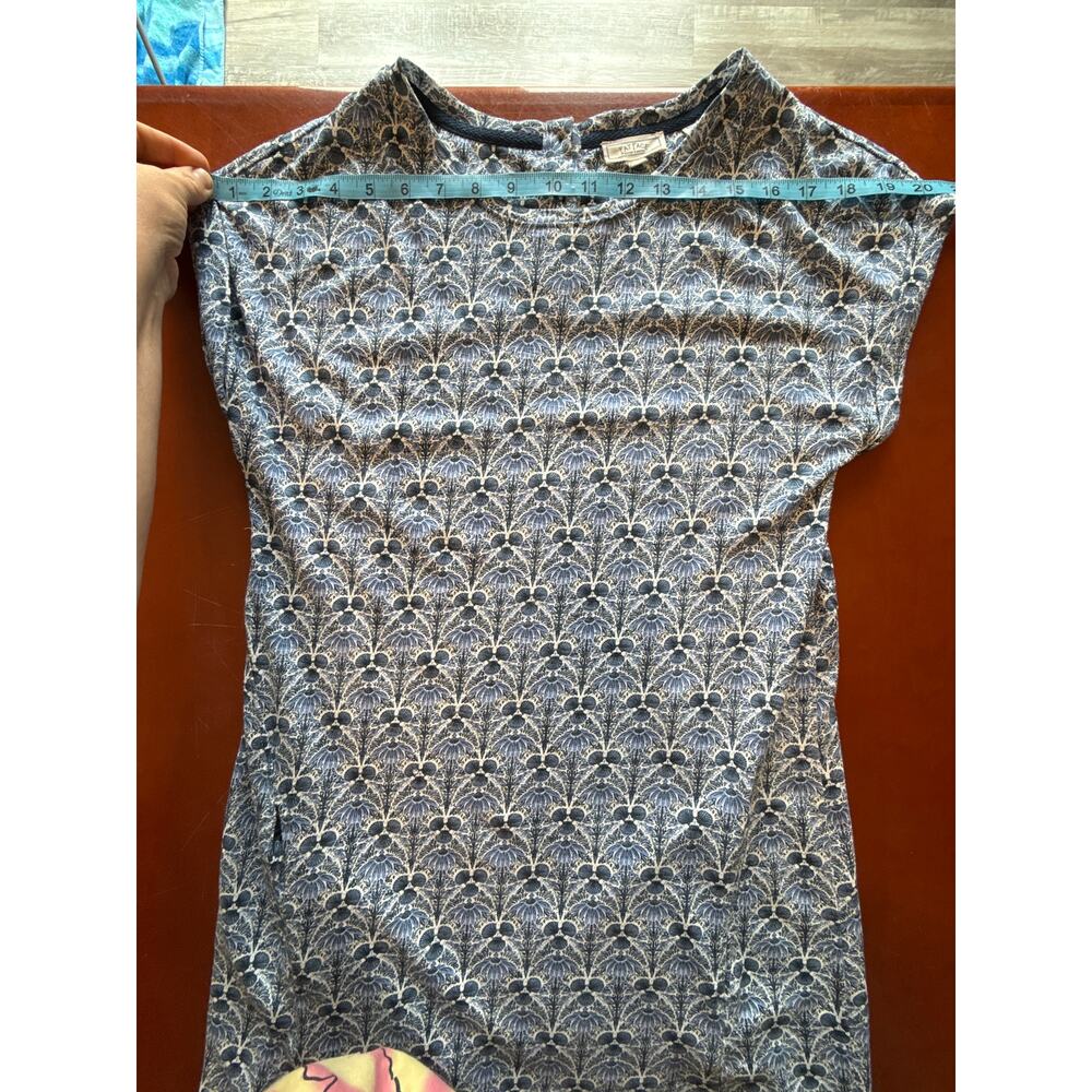 Fat Face Jersey Dress Blue Floral Cotton Modal Size UK 10 US 6 Pockets A-Line - Picture 4 of 10
